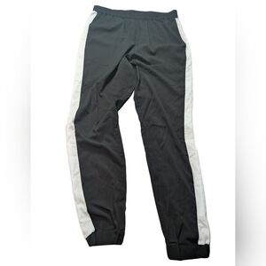 Black Track Pants with White Side Stripe